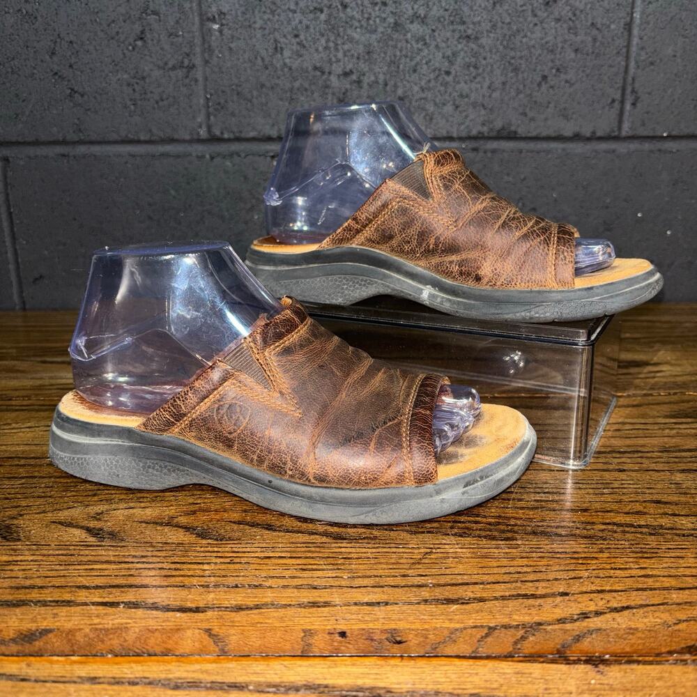 Ariat Brown Leather Slide Sandals Women’s 7.5 Comfort Slip On